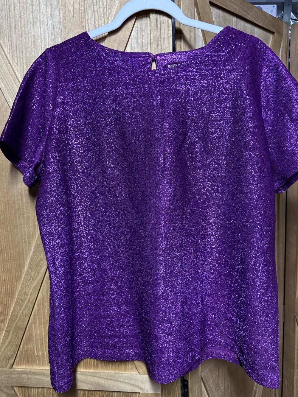 Jessica London EUC Shimmery Purple Short Sleeve Top Size 14/16